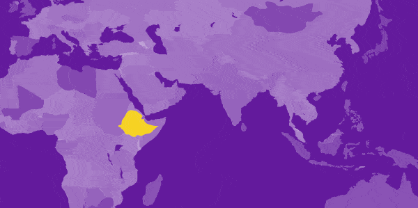 world map highlighting Ethiopia