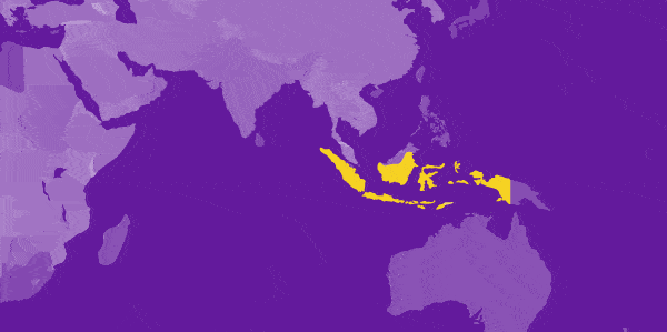 World Map highlighting Indonesia