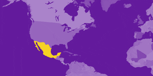 world map highlighting Mexico