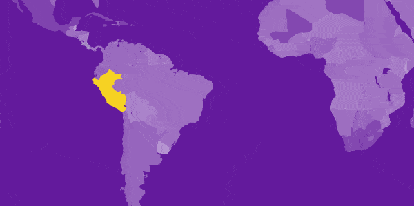 World Map highlighting Peru