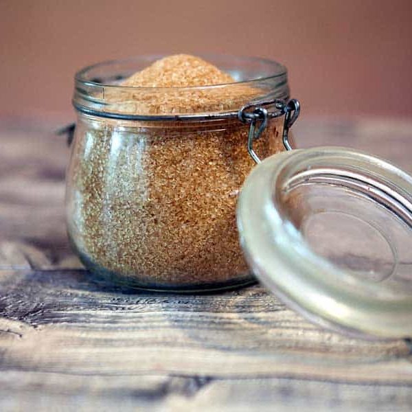 A jar full of sugar in the raw