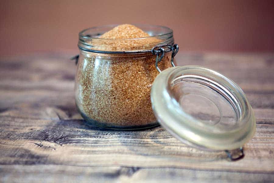 A jar full of sugar in the raw