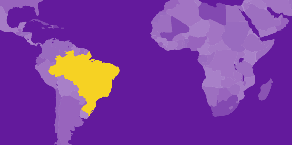 World Map highlighting Brazil