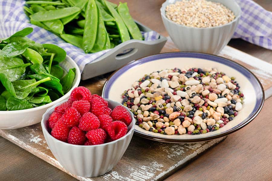 Platter with fiber-rich foods