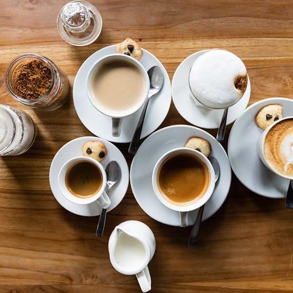 Different types of coffee on a table