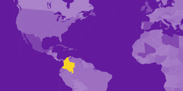 World Map highlighting Colombia