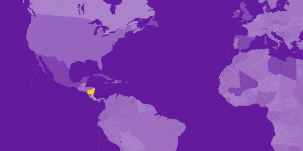 World Map Highlighting Nicaragua