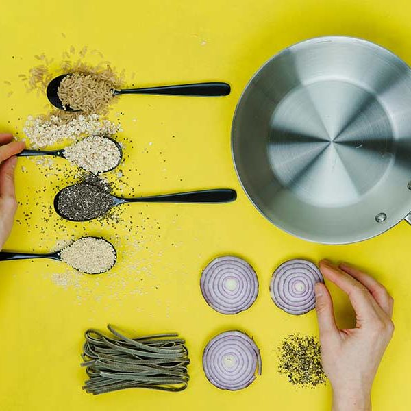 An array of grains and spices ready for cooking