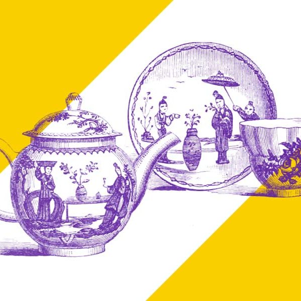 Drawing of a tea pot and plate