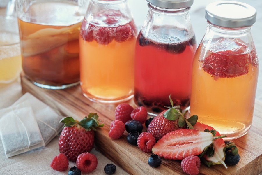 different flavors of kombucha