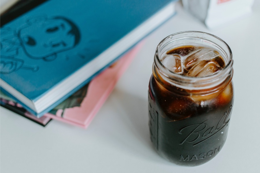 cold brew coffee and journals