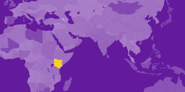 World map highlighting Kenya