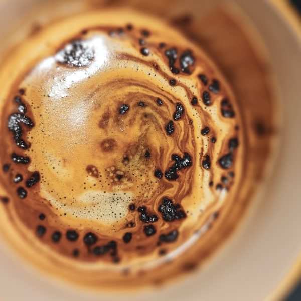 instant coffee in San Marcos dissolving in a cup viewed from above