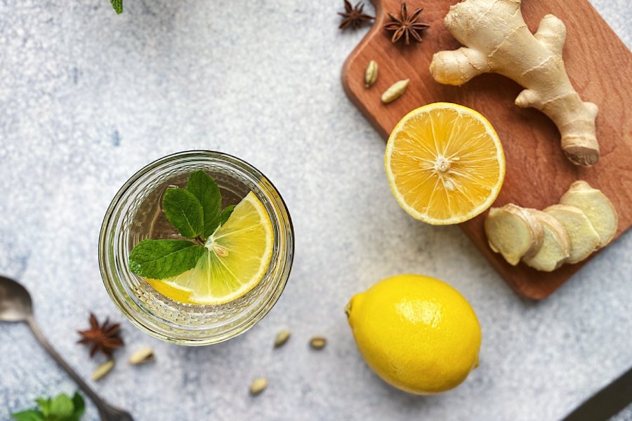 ginger tea viewed from above