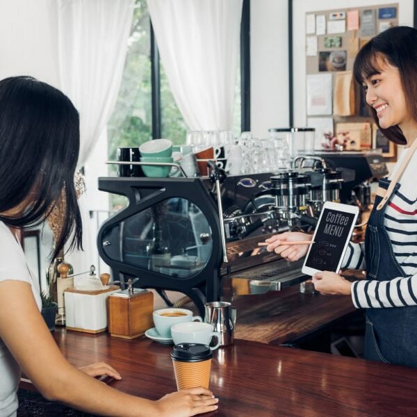 Customer ordering a coffee to go